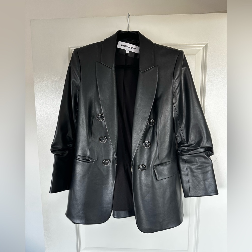 Veronica Beard Beacon Vegan Leather Dickey Jacket